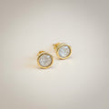 Ashes In Jewellery gold-plated oval stud earrings with shimmering crushed quartz inlay.