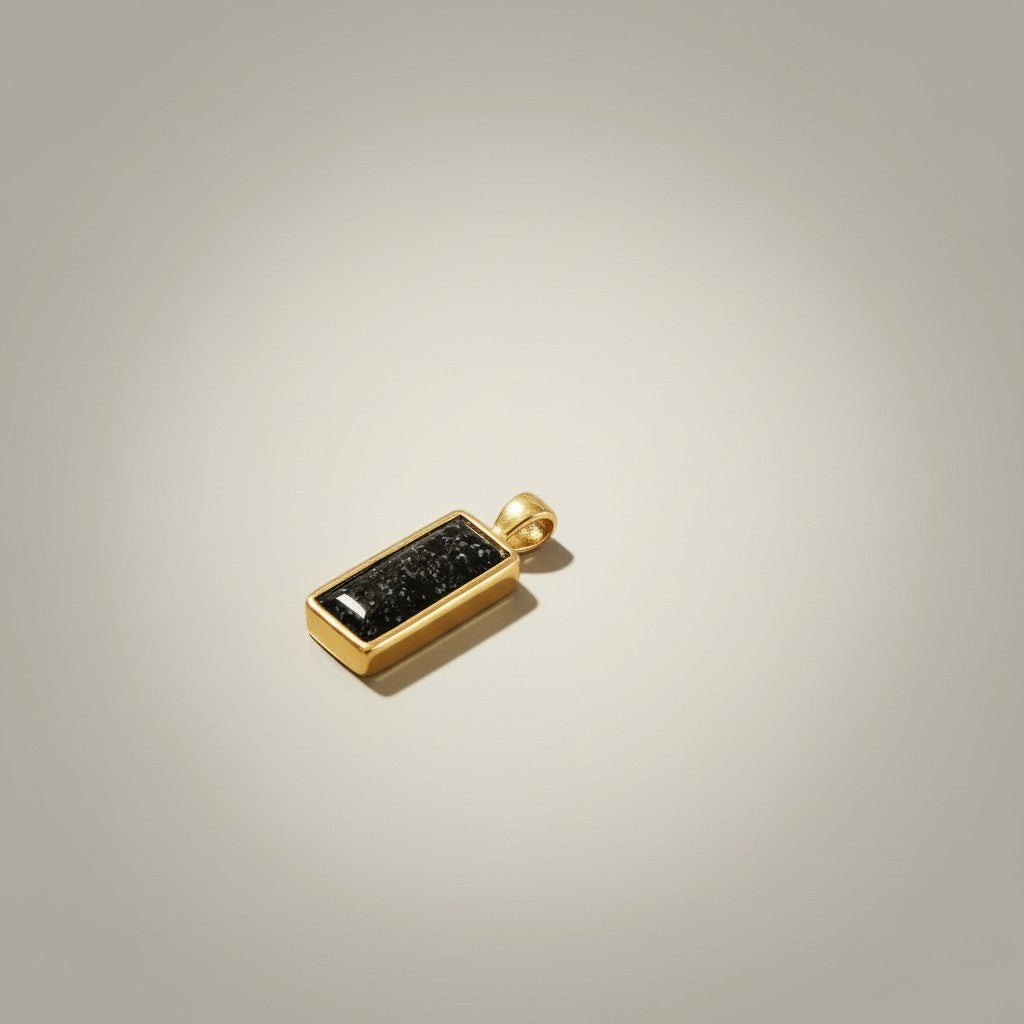 Ashes In Jewellery large rectangular glass memorial pendant with silver chain. Holds precious memories.